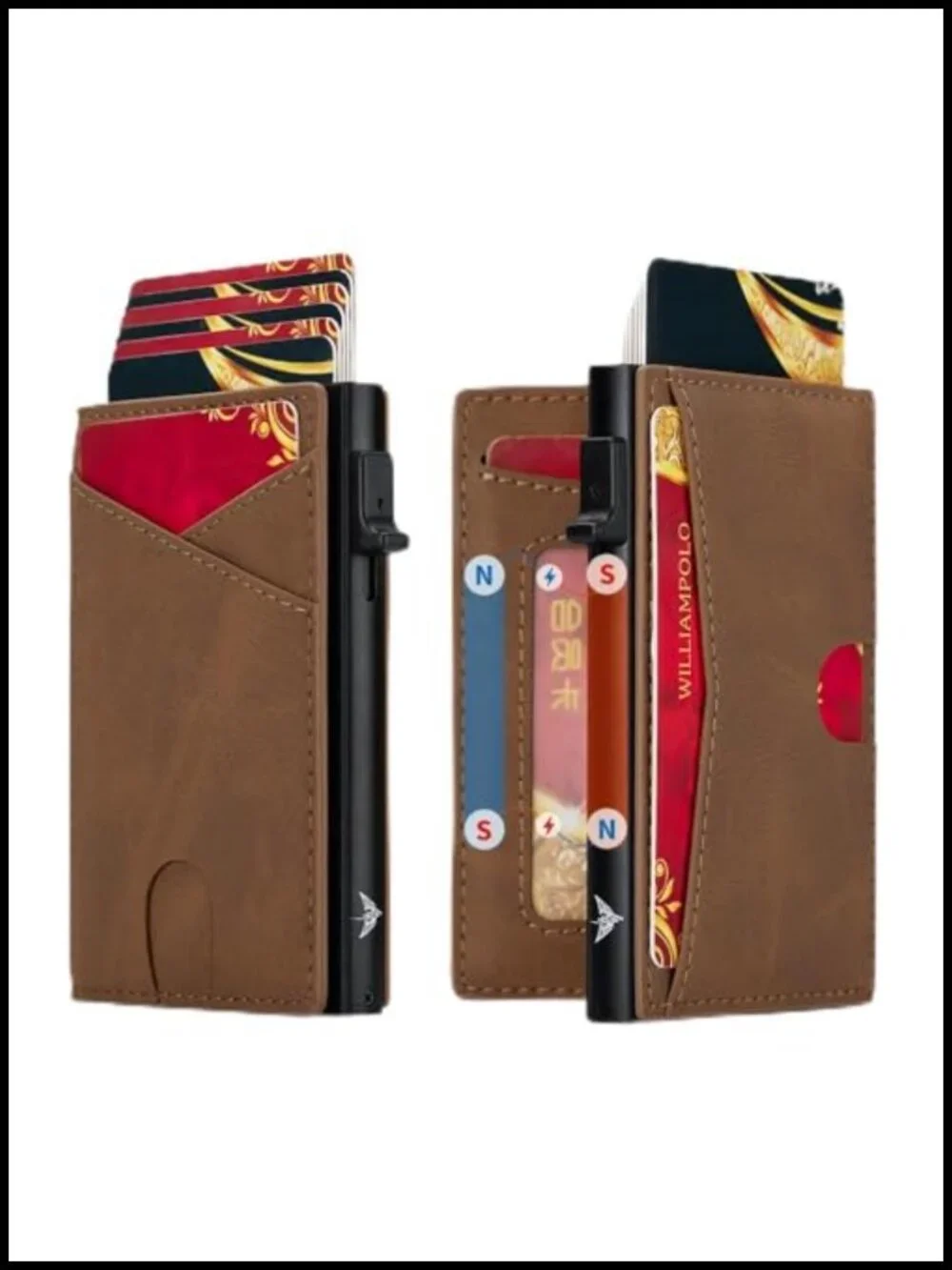 Men's Veg-Tan Leather RFID Blocking Pop Up Card Holder Wallet